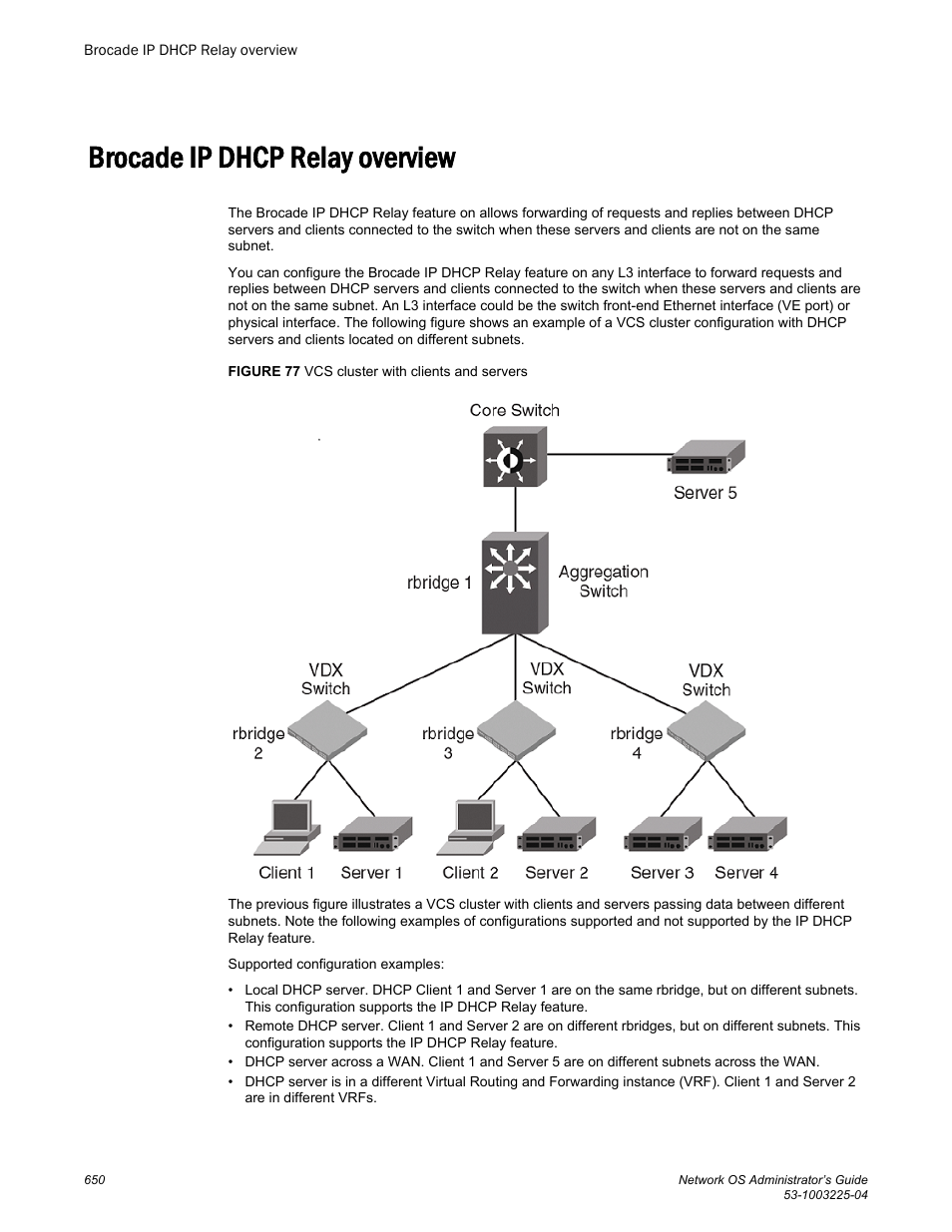 Brocade ip dhcp relay overview | Brocade Network OS Administrator’s Guide v4.1.1 User Manual | Page 650 / 748
