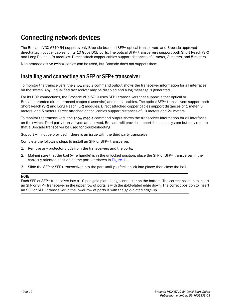 Connecting network devices | Brocade VDX 6710-54 QuickStart Guide User Manual | Page 10 / 12