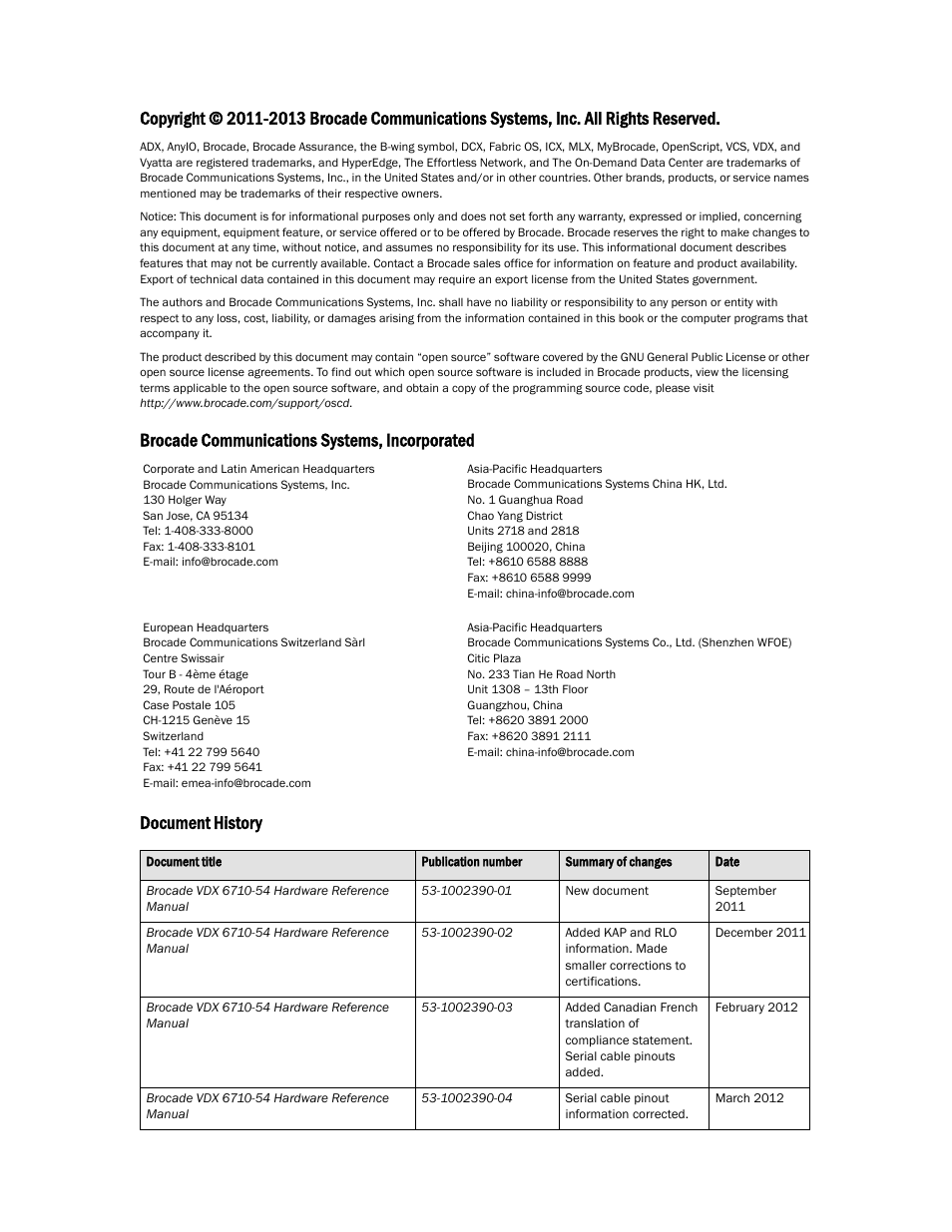 Brocade VDX 6710-54 Hardware Reference Manual User Manual | Page 2 / 72