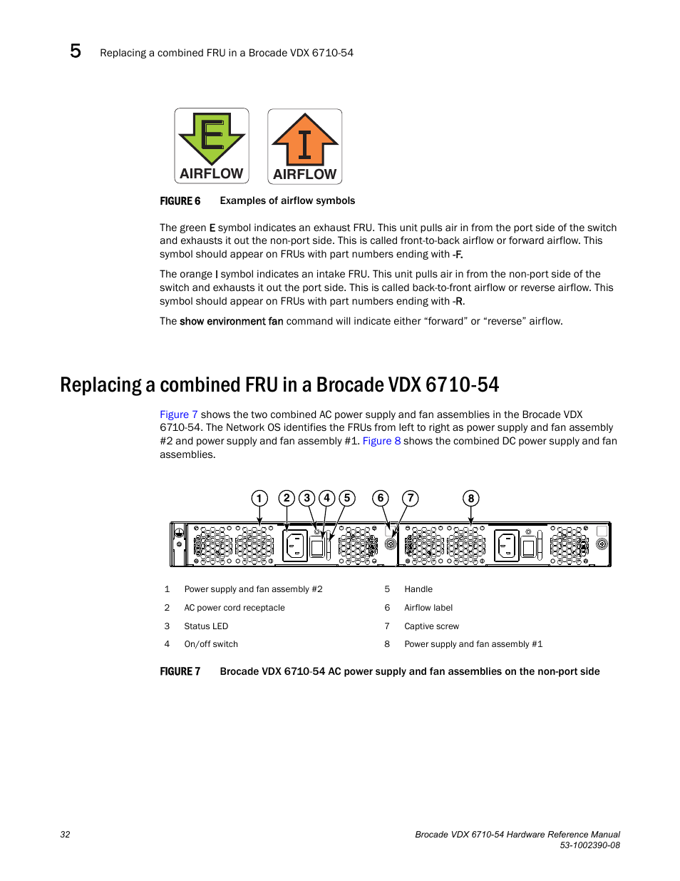 Replacing a combined fru in a brocade vdx 6710-54, Figure 6, Example | Figure 7 | Brocade VDX 6710-54 Hardware Reference Manual User Manual | Page 50 / 72