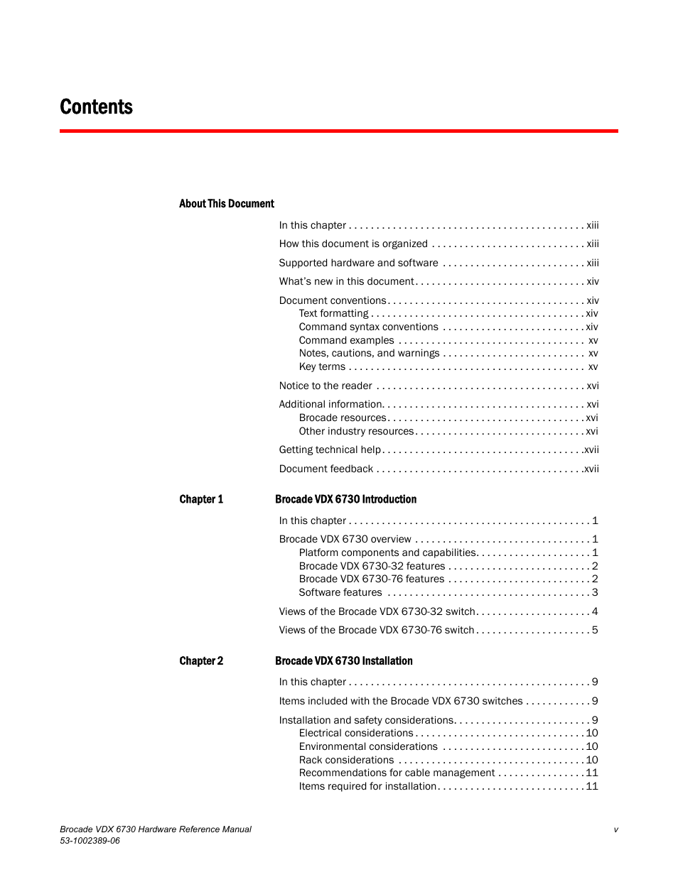 Brocade VDX 6730 Hardware Reference Manual (Supporting VDX 6730-32 and VDX 6730-76) User Manual | Page 5 / 90