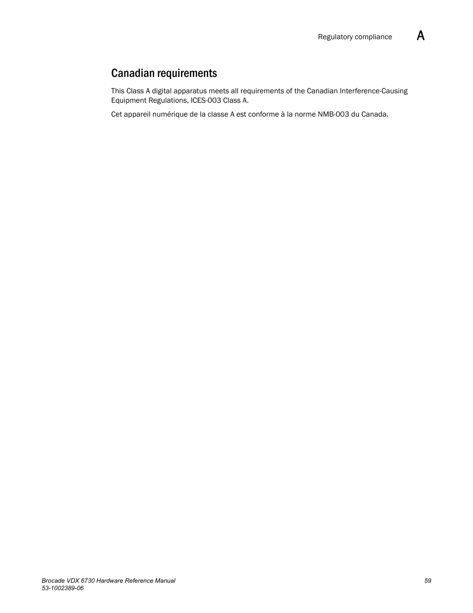 Canadian requirements | Brocade VDX 6730 Hardware Reference Manual (Supporting VDX 6730-32 and VDX 6730-76) User Manual | Page 77 / 90