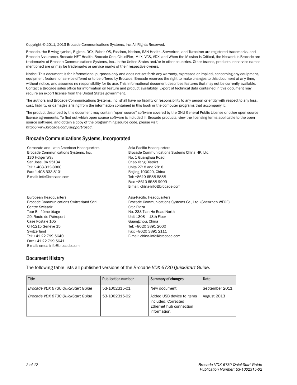 Brocade VDX 6730 QuickStart Guide (Supporting VDX 6730-32 and VDX 6730-76) User Manual | Page 2 / 12