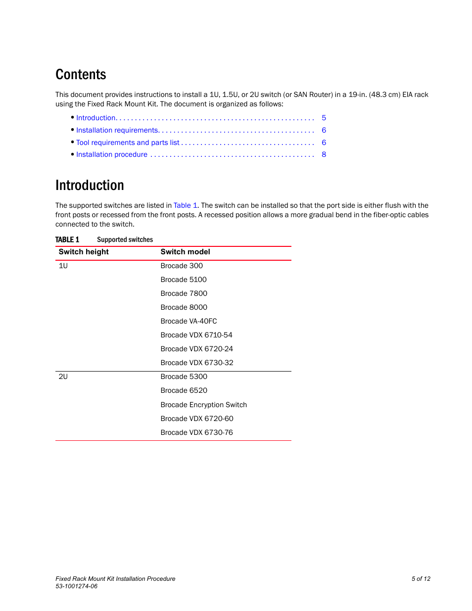 Brocade Fixed Rack Mount Kit Installation Procedure (Supporting VA-40FC, VDX 6710-54, VDX 6720-24, VDX 6720-60, VDX 6730-32, and VDX 6730-76) User Manual | Page 5 / 12