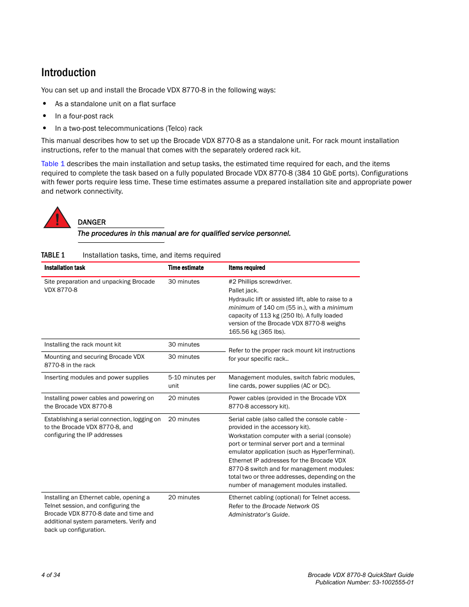 Introduction | Brocade VDX 8770-8 QuickStart Guide User Manual | Page 4 / 34