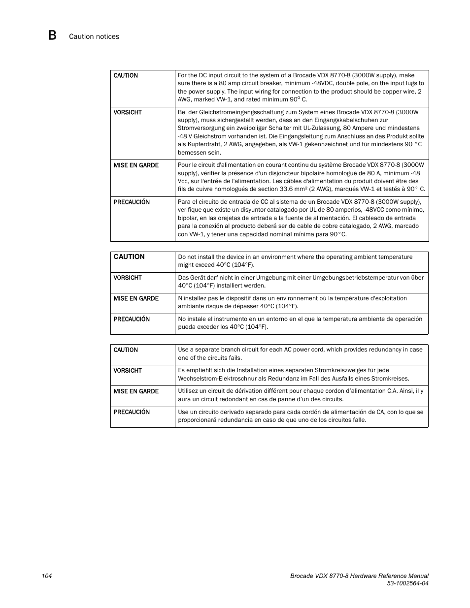Brocade VDX 8770-8 Hardware Reference Manual User Manual | Page 124 / 136