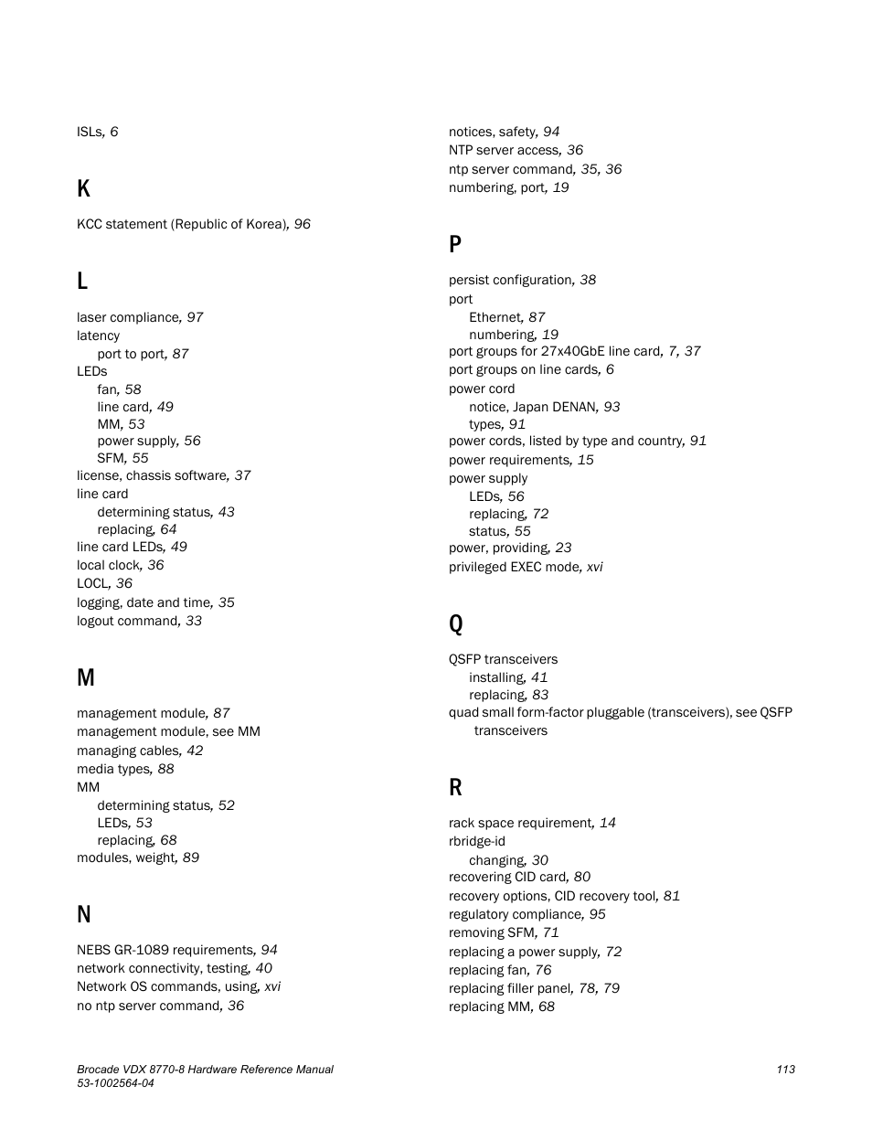 Brocade VDX 8770-8 Hardware Reference Manual User Manual | Page 133 / 136