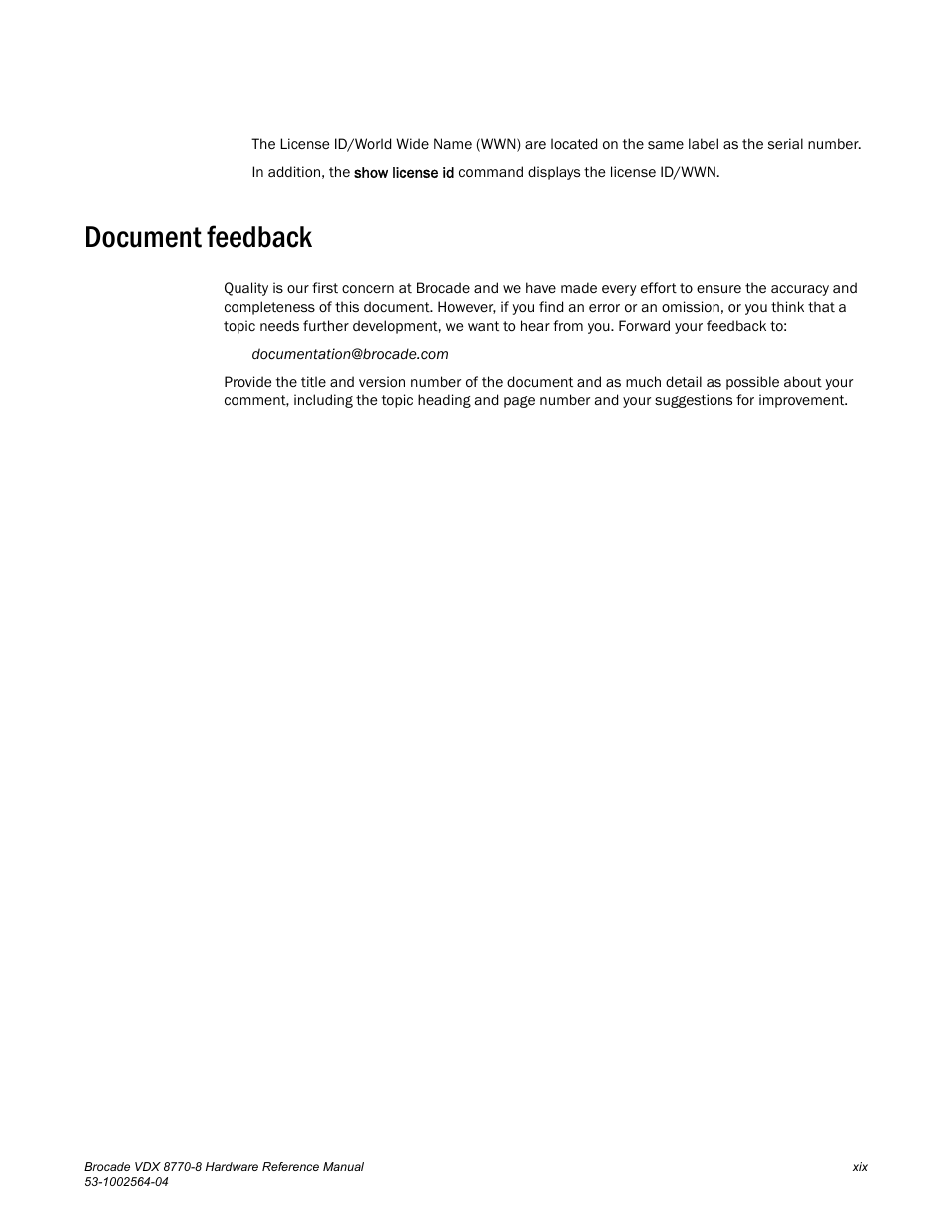 Document feedback | Brocade VDX 8770-8 Hardware Reference Manual User Manual | Page 19 / 136