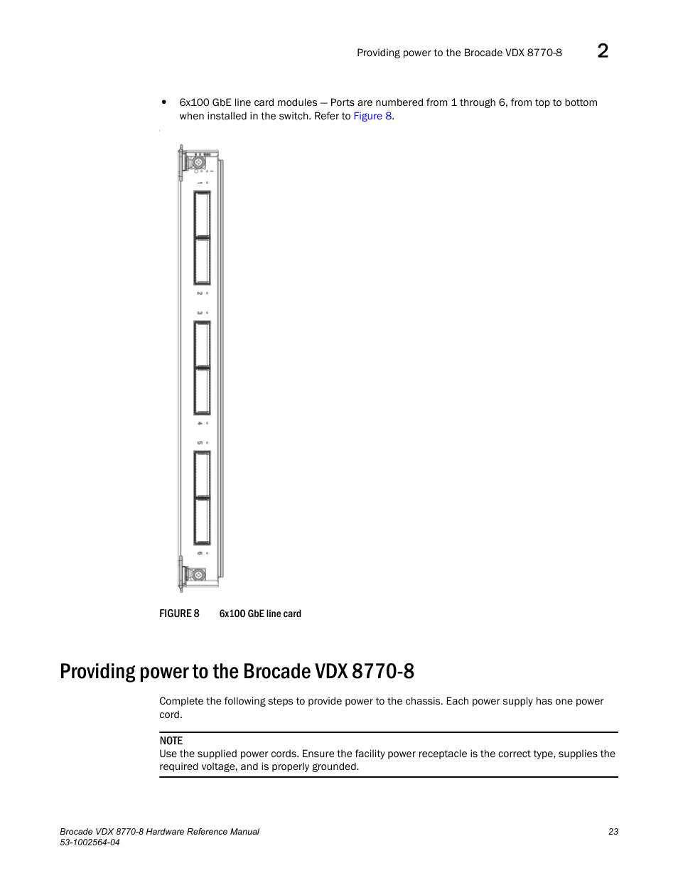 Providing power to the brocade vdx 8770-8, Figure 8 | Brocade VDX 8770-8 Hardware Reference Manual User Manual | Page 43 / 136