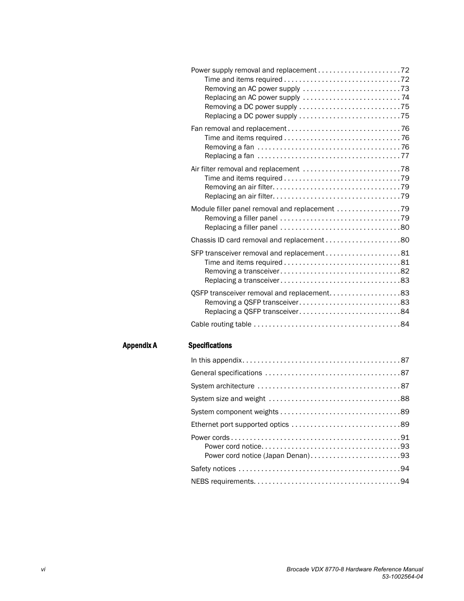 Brocade VDX 8770-8 Hardware Reference Manual User Manual | Page 6 / 136