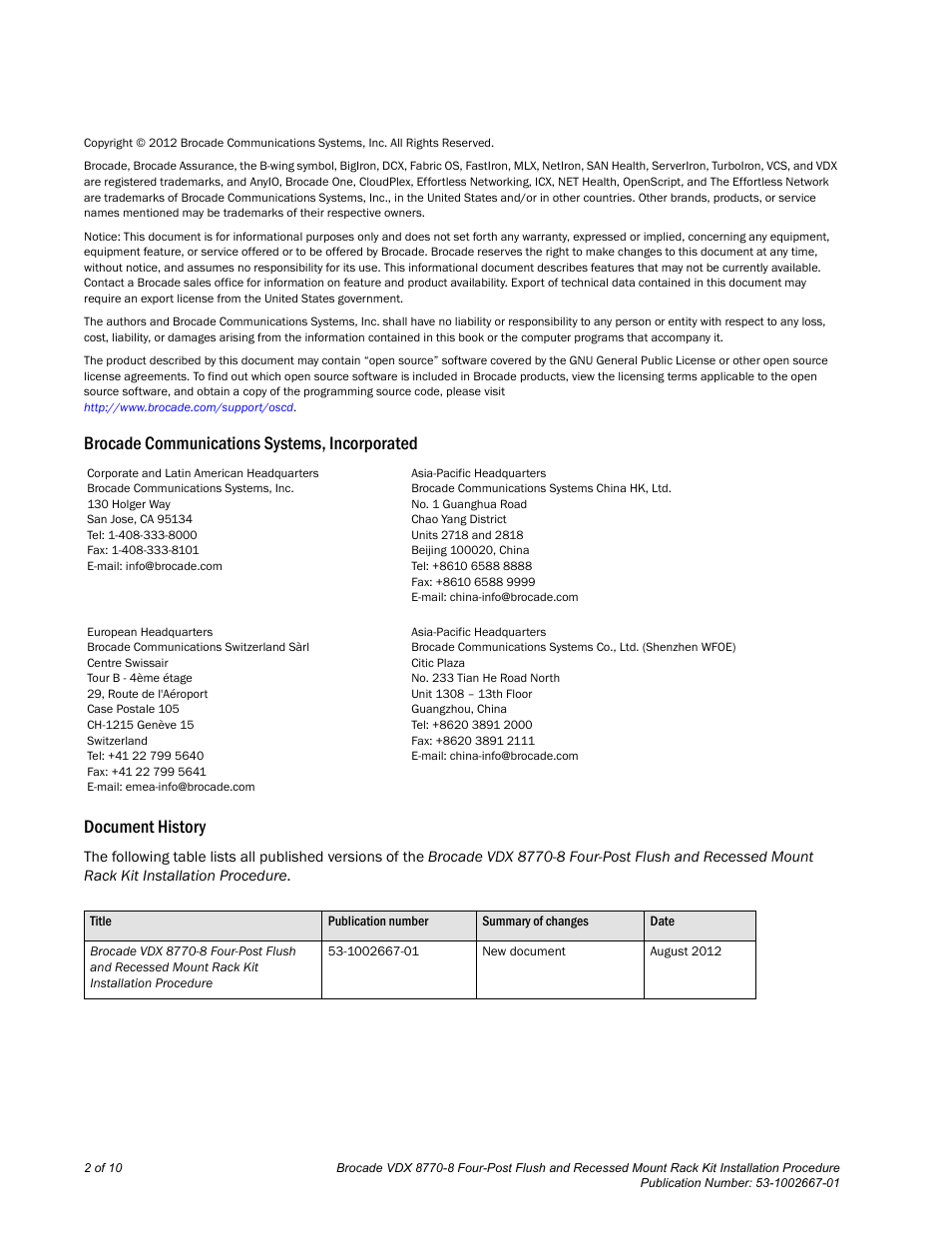 Brocade VDX 8770-8 Four-Post Flush and Recessed Mount Rack Kit Installation Procedure User Manual | Page 2 / 10