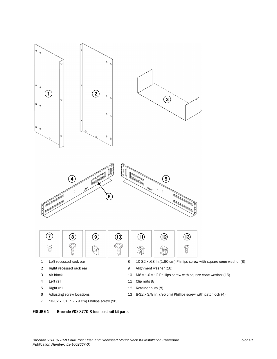 Brocade VDX 8770-8 Four-Post Flush and Recessed Mount Rack Kit Installation Procedure User Manual | Page 5 / 10