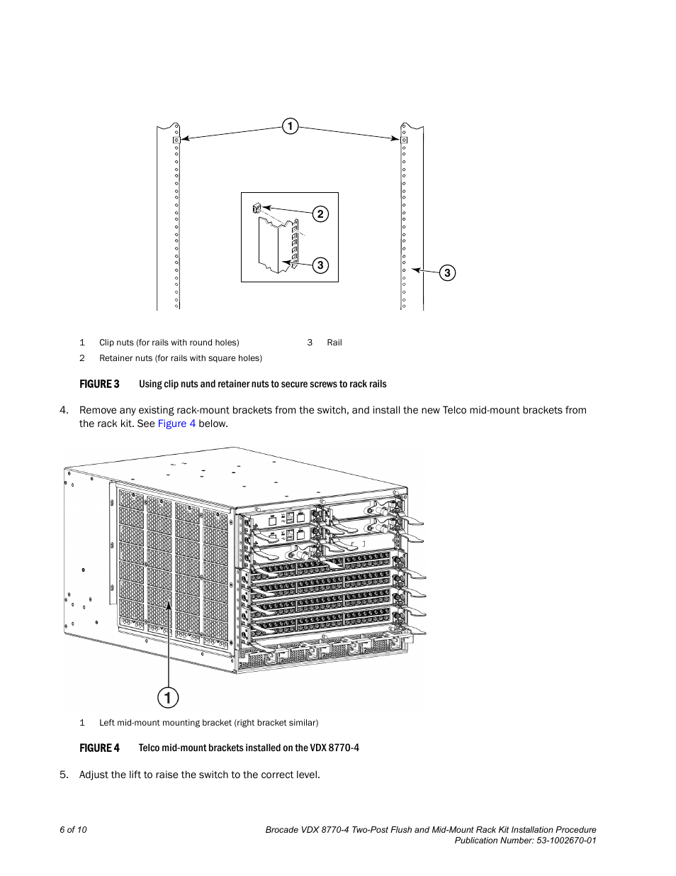 Figure 3 | Brocade VDX 8770-4 Two-Post Flush and Mid-Mount Rack Kit Installation Procedure User Manual | Page 6 / 10