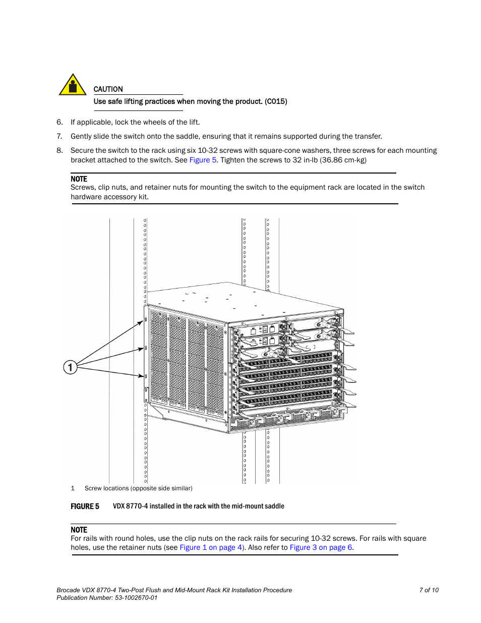 Brocade VDX 8770-4 Two-Post Flush and Mid-Mount Rack Kit Installation Procedure User Manual | Page 7 / 10