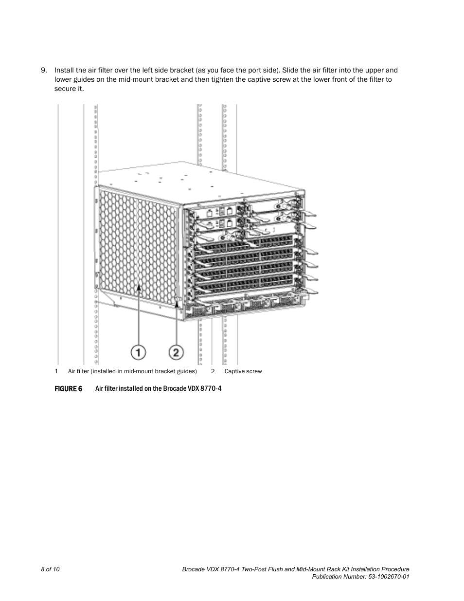 Brocade VDX 8770-4 Two-Post Flush and Mid-Mount Rack Kit Installation Procedure User Manual | Page 8 / 10
