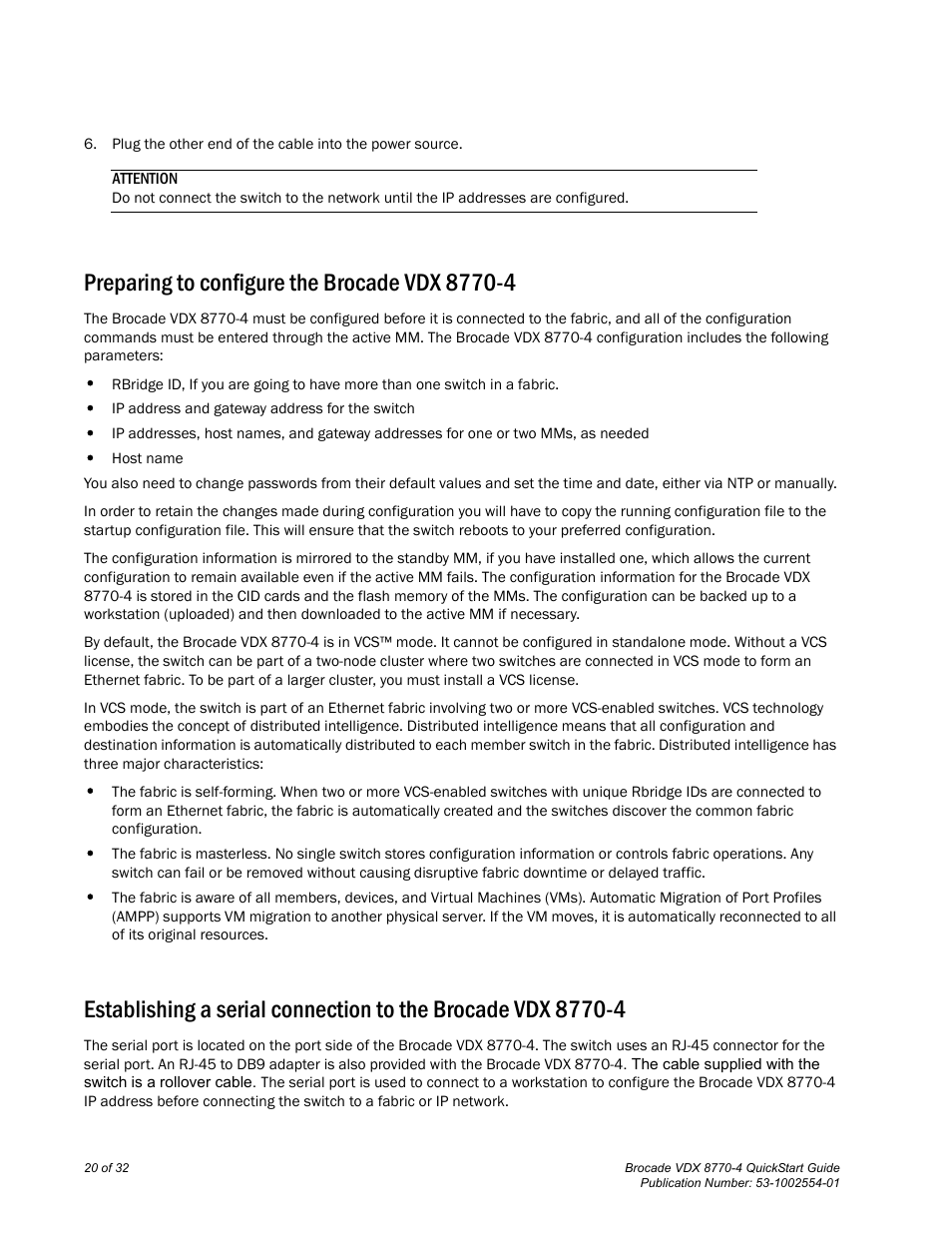 Preparing to configure the brocade vdx 8770-4 | Brocade VDX 8770-4 QuickStart Guide User Manual | Page 20 / 32