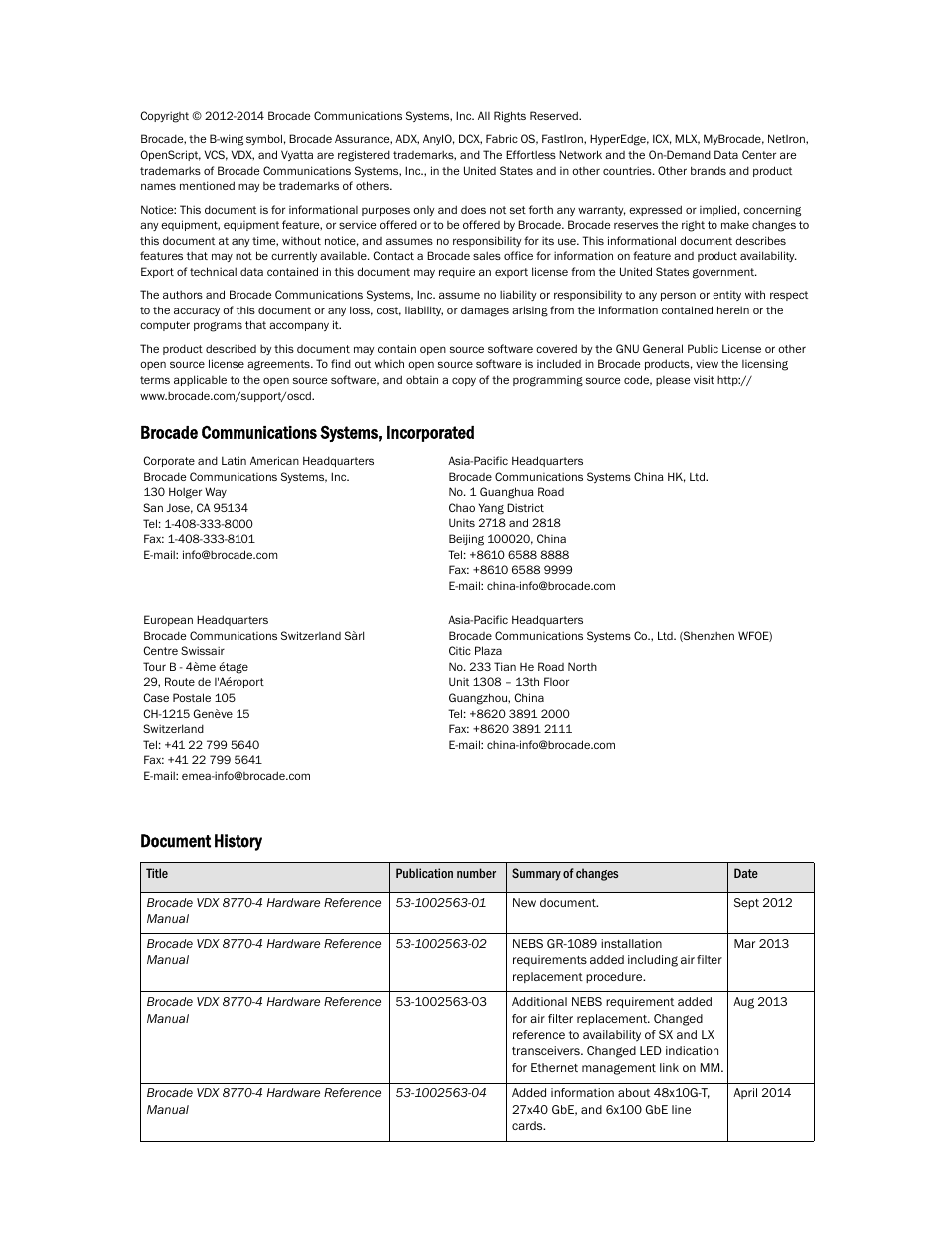 Brocade VDX 8770-4 Hardware Reference Manual User Manual | Page 2 / 132