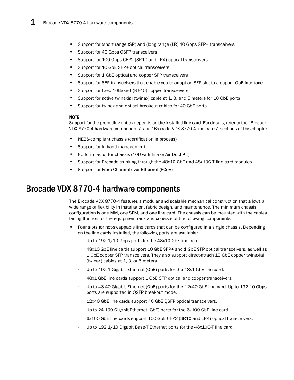 Brocade vdx 8770-4 hardware components | Brocade VDX 8770-4 Hardware Reference Manual User Manual | Page 22 / 132