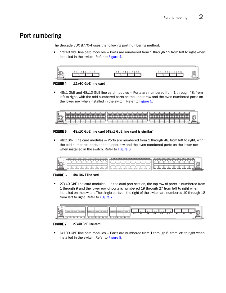 Port numbering, Figure 4, Figure 5 | Figure 6, Figure 7 | Brocade VDX 8770-4 Hardware Reference Manual User Manual | Page 41 / 132