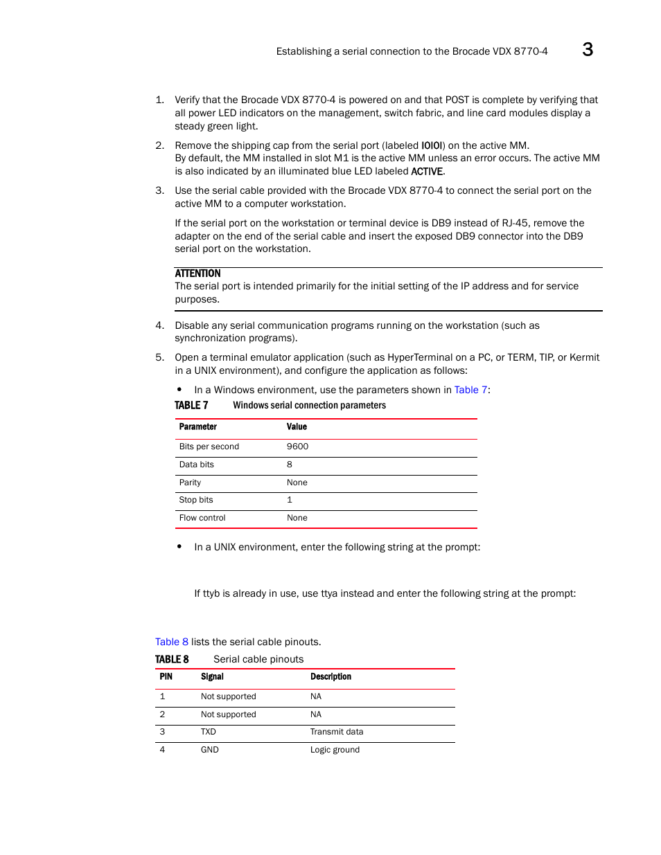 Table 7, Table 8 | Brocade VDX 8770-4 Hardware Reference Manual User Manual | Page 47 / 132