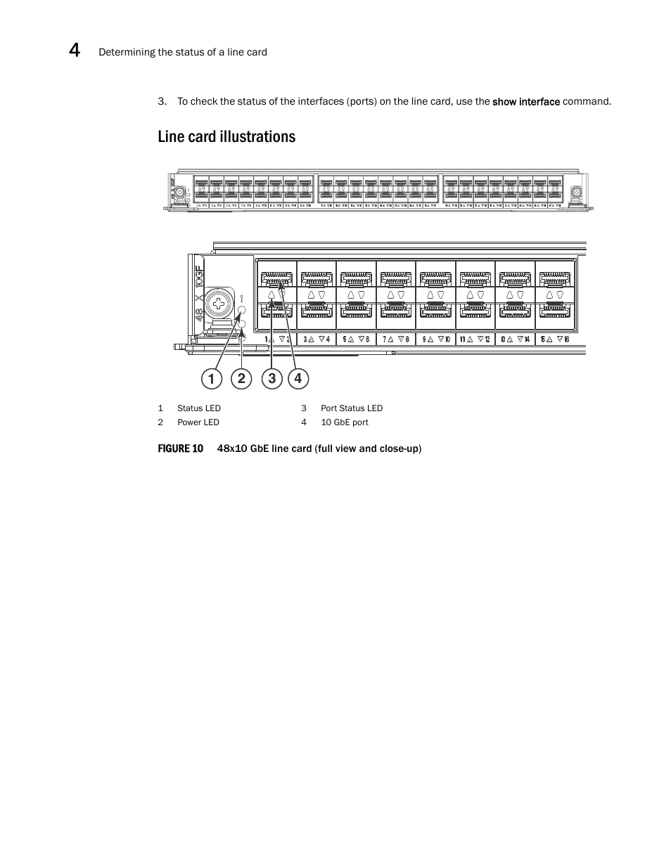 Line card illustrations, Figure 10 | Brocade VDX 8770-4 Hardware Reference Manual User Manual | Page 62 / 132
