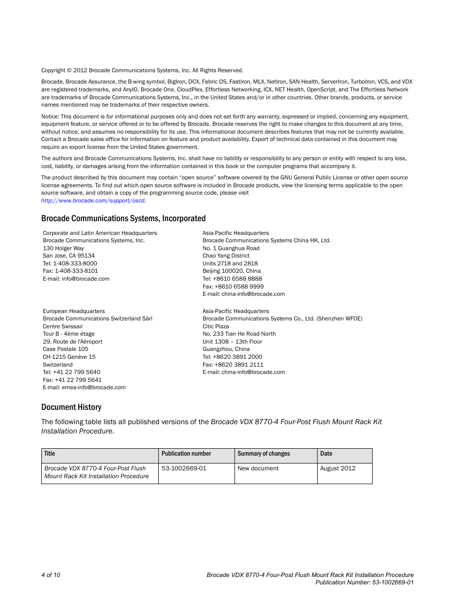 Brocade VDX 8770-4 Four-Post Flush Mount Rack Kit Installation Procedure User Manual | Page 2 / 8