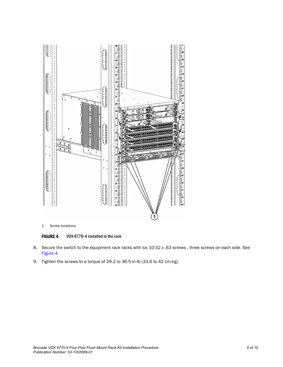 Figure 4 | Brocade VDX 8770-4 Four-Post Flush Mount Rack Kit Installation Procedure User Manual | Page 7 / 8