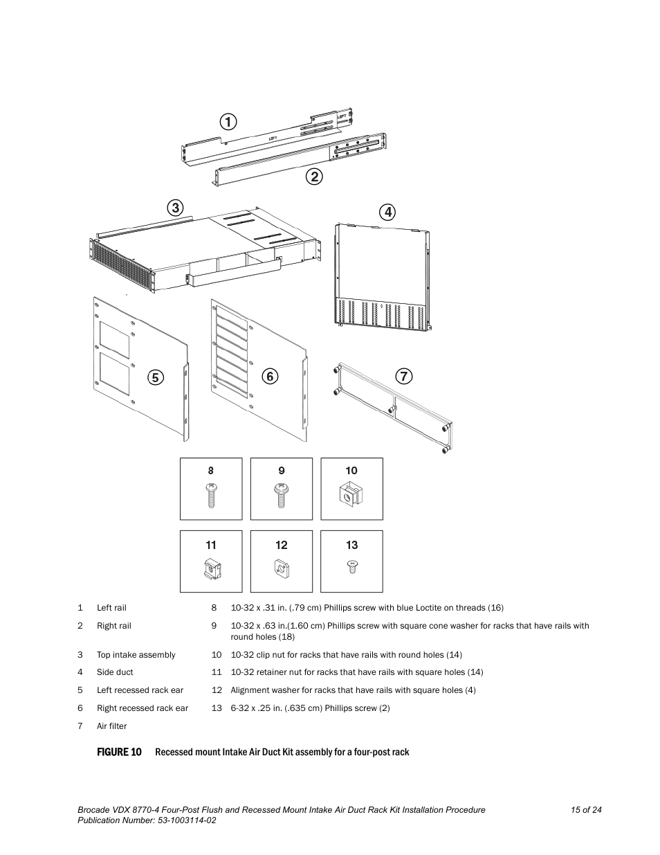 Brocade VDX 8770-4 Four-Post Flush and Recessed Mount Intake Air Duct Rack Kit Installation Procedure User Manual | Page 15 / 24