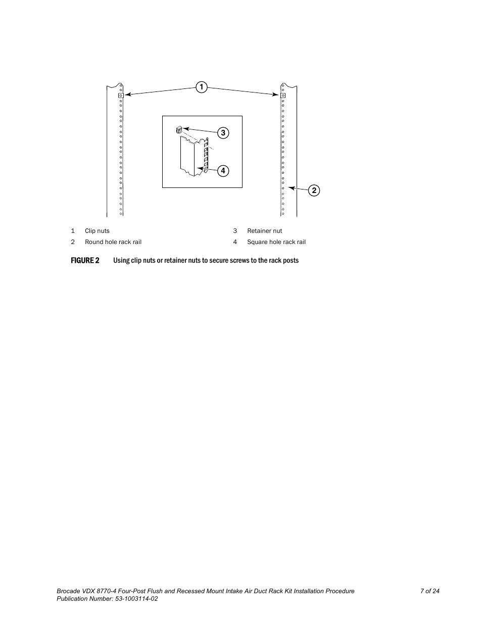 Brocade VDX 8770-4 Four-Post Flush and Recessed Mount Intake Air Duct Rack Kit Installation Procedure User Manual | Page 7 / 24