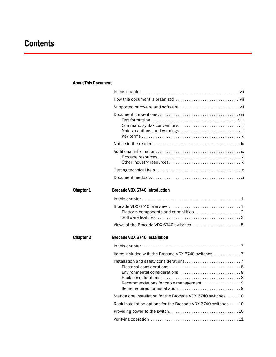 Brocade VDX 6740 Hardware Reference Manual (Supporting VDX 6740, VDX 6740T, and VDX 6740T-1G) User Manual | Page 3 / 78