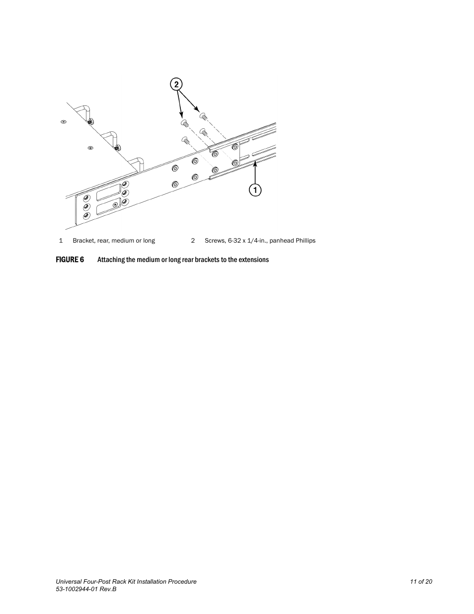 Figure 6 | Brocade Universal Four Post Rack Kit Installation Procedure (Supporting VDX 6740T) User Manual | Page 11 / 20