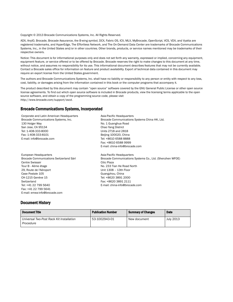 Brocade Universal Two-Post Rack Kit Installation Procedure (Supporting VDX 6740T) User Manual | Page 2 / 12