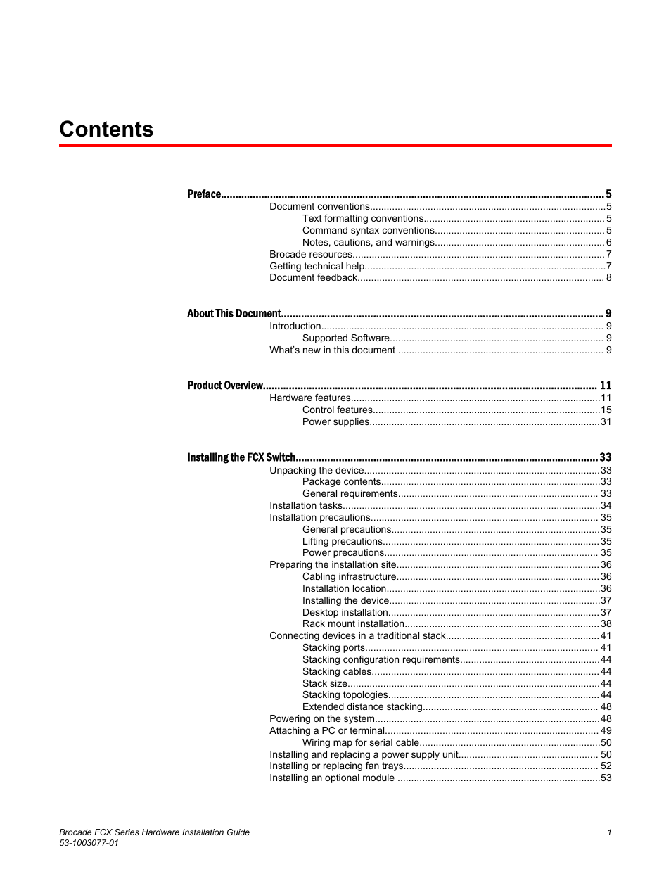 Brocade FCX Series Hardware Installation Guide User Manual | Page 3 / 112