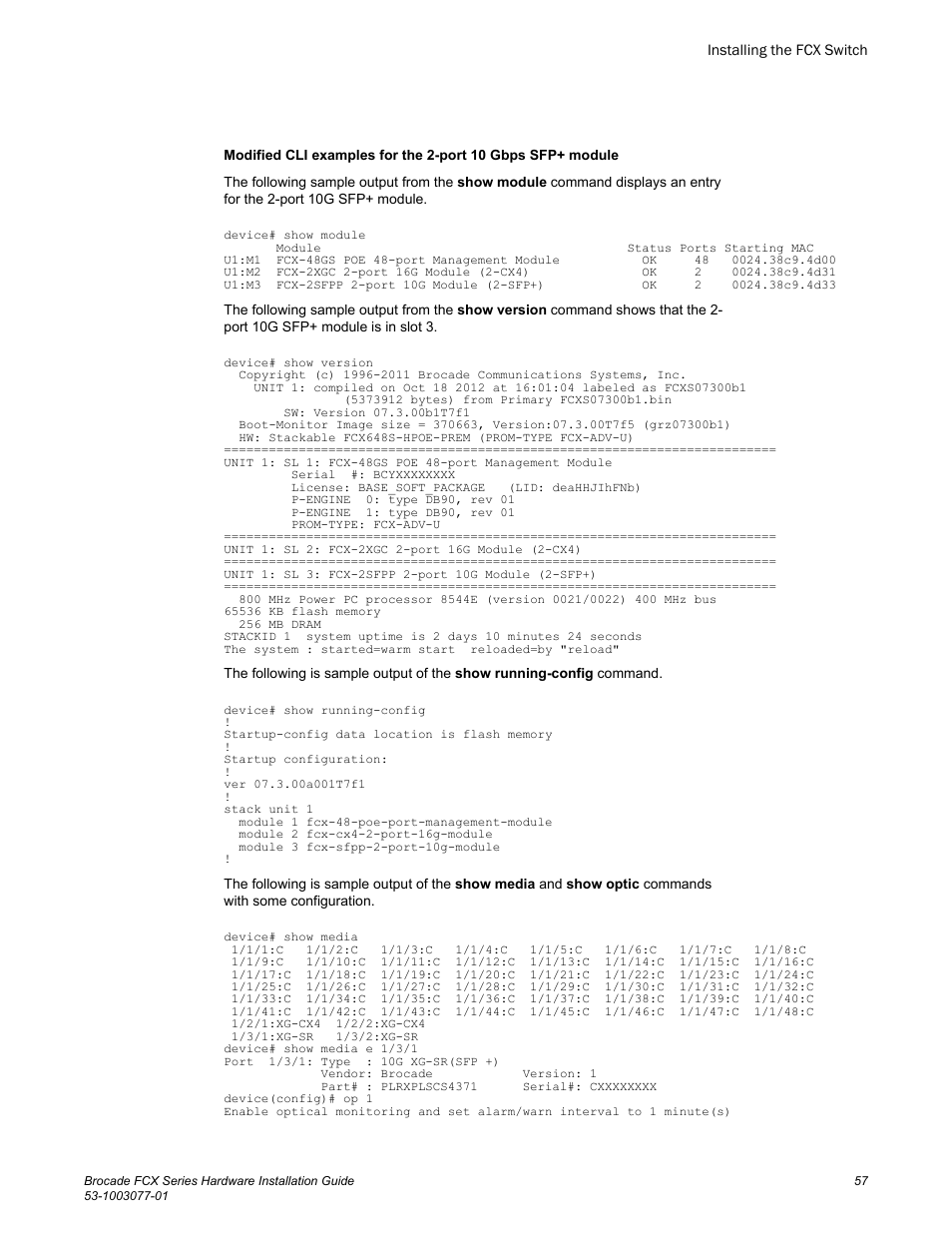 Brocade FCX Series Hardware Installation Guide User Manual | Page 59 / 112