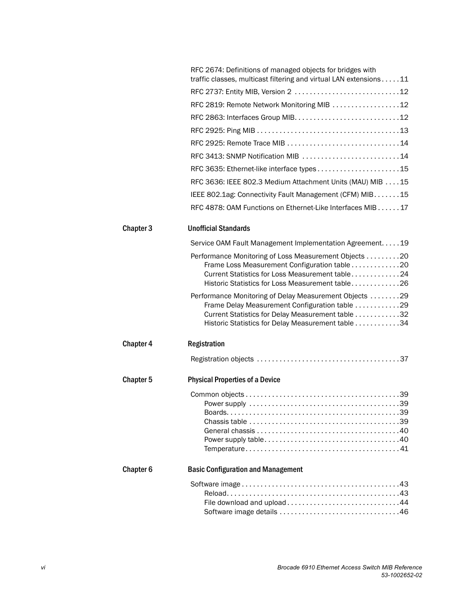 Brocade 6910 Ethernet Access Switch MIB Reference User Manual | Page 6 / 102