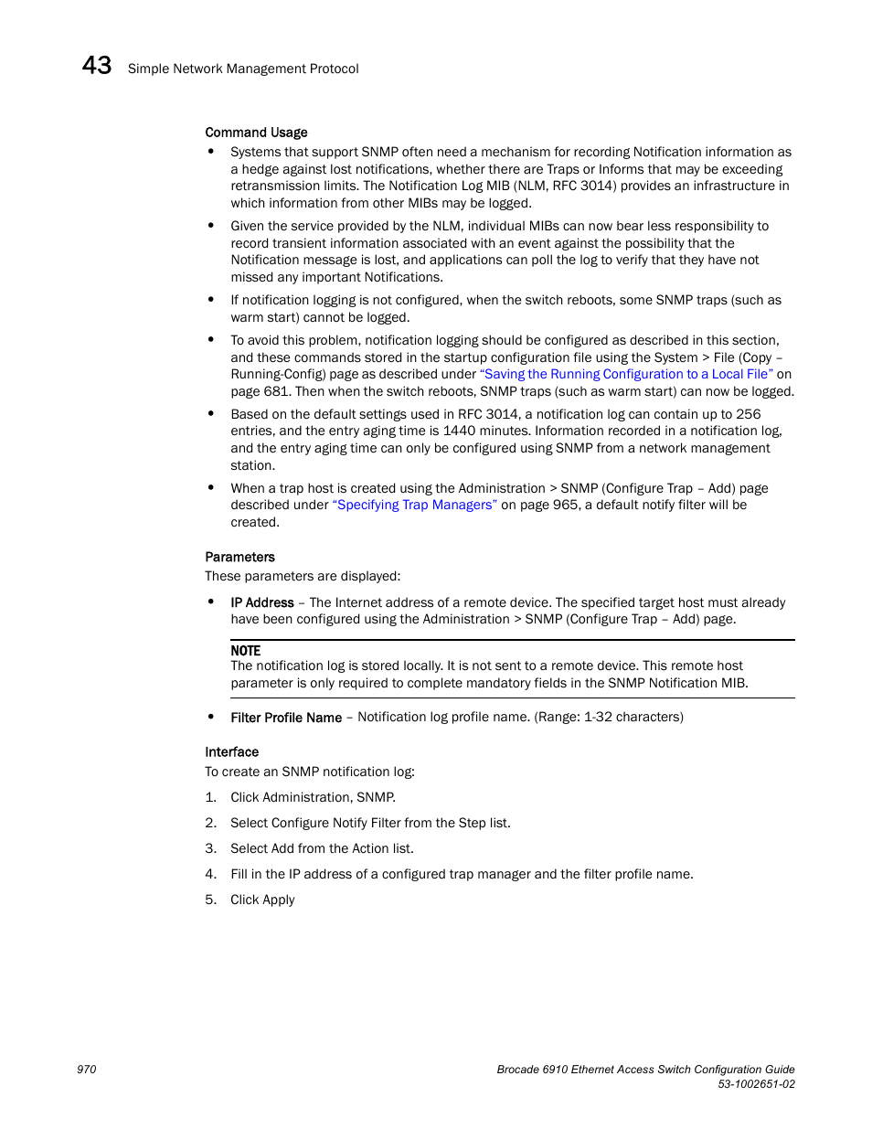 Brocade 6910 Ethernet Access Switch Configuration Guide (Supporting R2.2.0.0) User Manual | Page 1026 / 1240