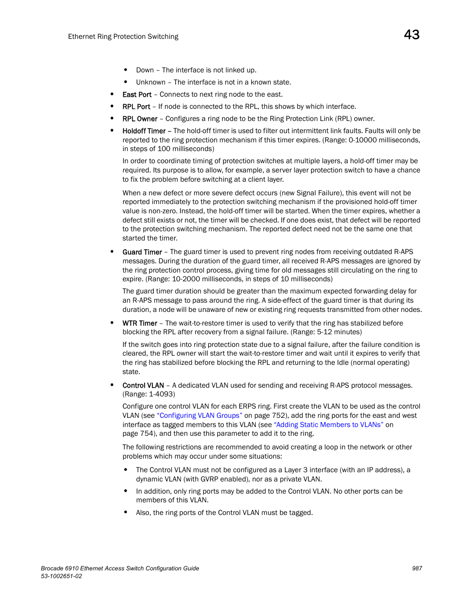 Brocade 6910 Ethernet Access Switch Configuration Guide (Supporting R2.2.0.0) User Manual | Page 1043 / 1240