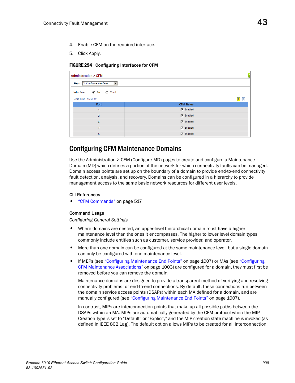 Configuring cfm maintenance domains, Figure 294 confi, Configuring cfm maintenance | Domains | Brocade 6910 Ethernet Access Switch Configuration Guide (Supporting R2.2.0.0) User Manual | Page 1055 / 1240