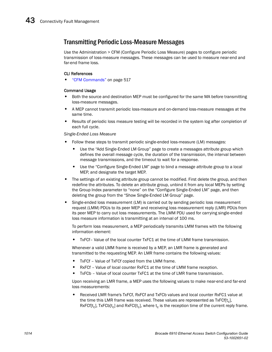 Transmitting periodic loss-measure messages, Transmitting periodic loss-measure messages 4, Transmitting periodic loss-measure | Messages | Brocade 6910 Ethernet Access Switch Configuration Guide (Supporting R2.2.0.0) User Manual | Page 1070 / 1240