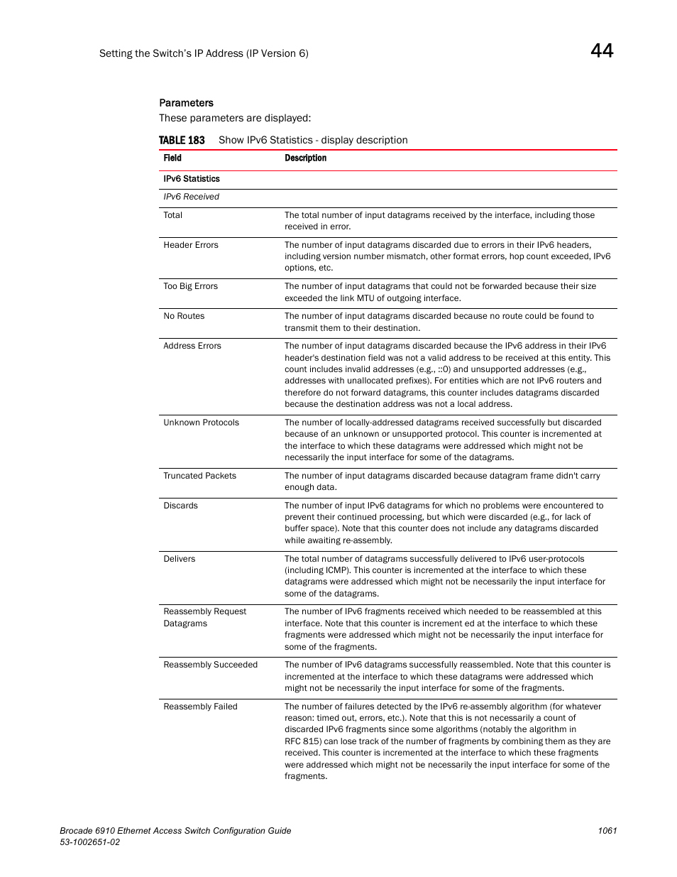 Table 183 | Brocade 6910 Ethernet Access Switch Configuration Guide (Supporting R2.2.0.0) User Manual | Page 1117 / 1240