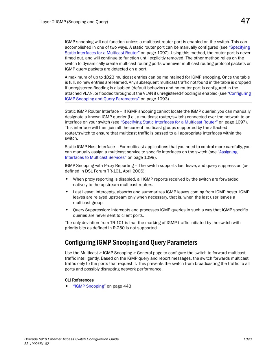 Configuring igmp snooping and query parameters, Configuring, Igmp snooping and query parameters | Configuring igmp snooping and query, Parameters | Brocade 6910 Ethernet Access Switch Configuration Guide (Supporting R2.2.0.0) User Manual | Page 1149 / 1240