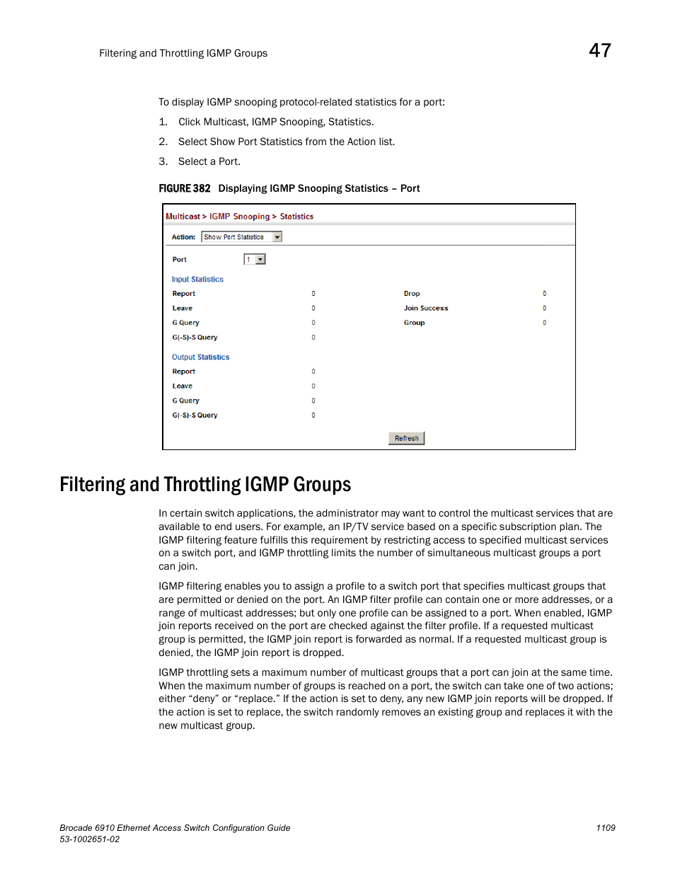 Filtering and throttling igmp groups, Figure 382 dis, Filtering and throttling | Brocade 6910 Ethernet Access Switch Configuration Guide (Supporting R2.2.0.0) User Manual | Page 1165 / 1240