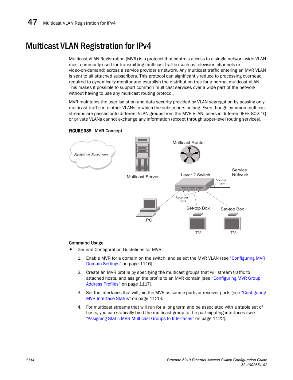 Multicast vlan registration for ipv4, Figure 389 m, Multicast vlan | Registration for ipv4 | Brocade 6910 Ethernet Access Switch Configuration Guide (Supporting R2.2.0.0) User Manual | Page 1170 / 1240