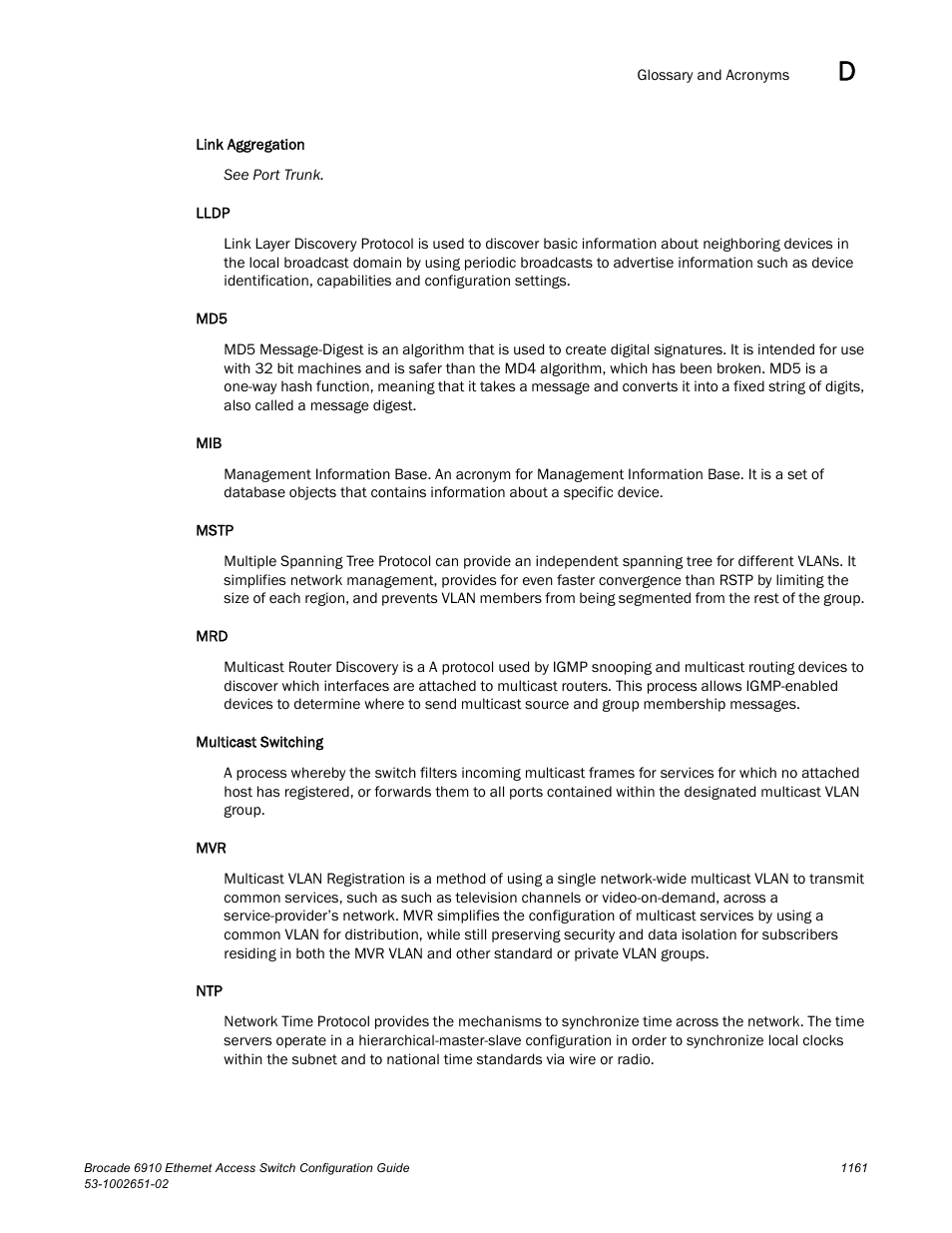 Brocade 6910 Ethernet Access Switch Configuration Guide (Supporting R2.2.0.0) User Manual | Page 1217 / 1240