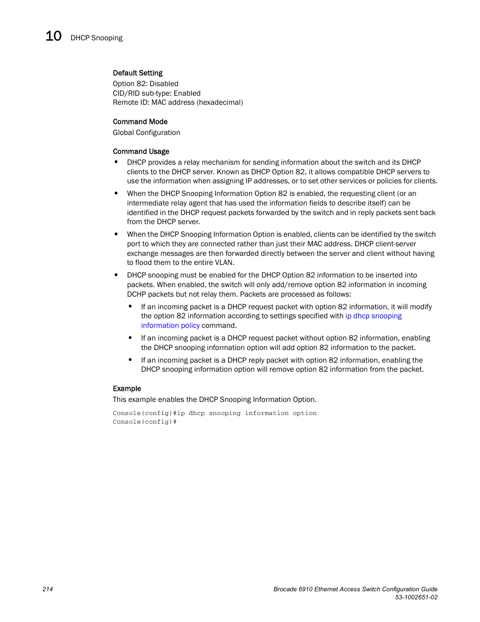 Brocade 6910 Ethernet Access Switch Configuration Guide (Supporting R2.2.0.0) User Manual | Page 270 / 1240