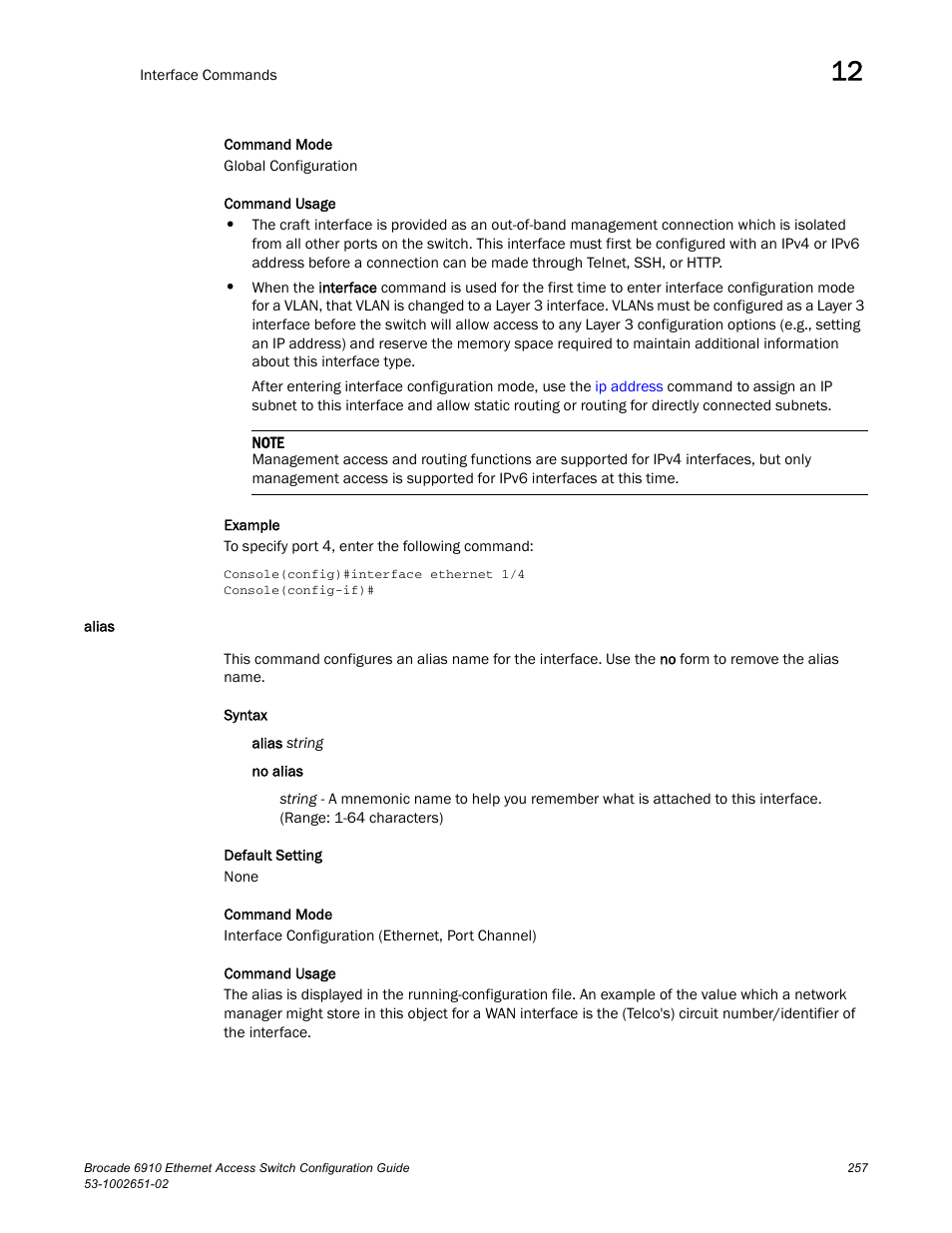 Alias | Brocade 6910 Ethernet Access Switch Configuration Guide (Supporting R2.2.0.0) User Manual | Page 313 / 1240