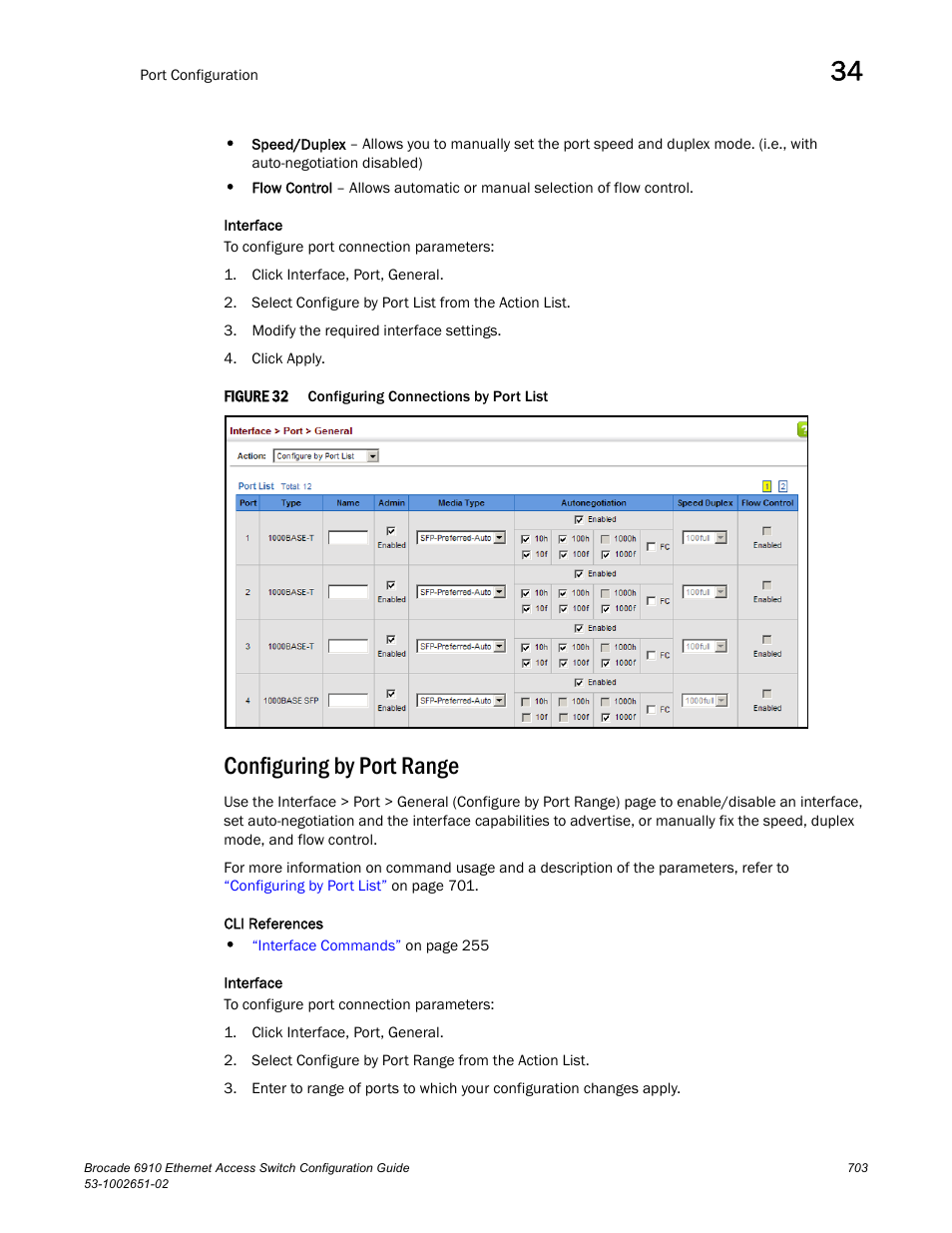 Configuring by port range, Figure 32, Confi | Brocade 6910 Ethernet Access Switch Configuration Guide (Supporting R2.2.0.0) User Manual | Page 759 / 1240