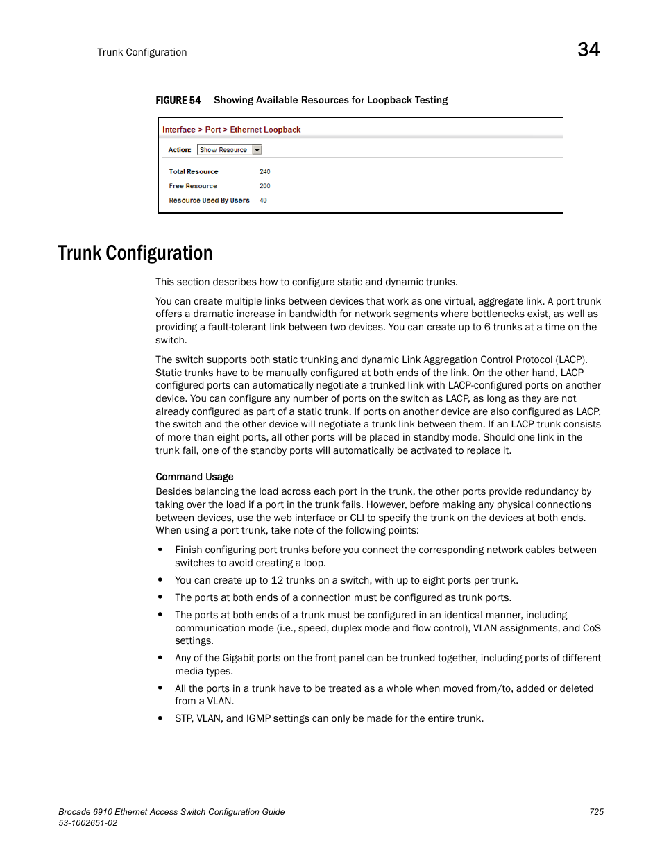 Trunk configuration, Figure 54 | Brocade 6910 Ethernet Access Switch Configuration Guide (Supporting R2.2.0.0) User Manual | Page 781 / 1240