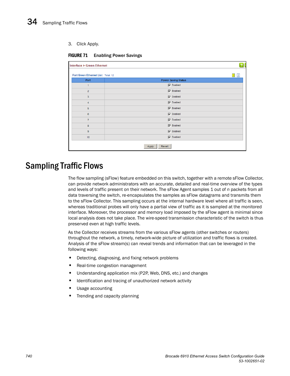 Sampling traffic flows, Figure 71, Flow sampling | Brocade 6910 Ethernet Access Switch Configuration Guide (Supporting R2.2.0.0) User Manual | Page 796 / 1240