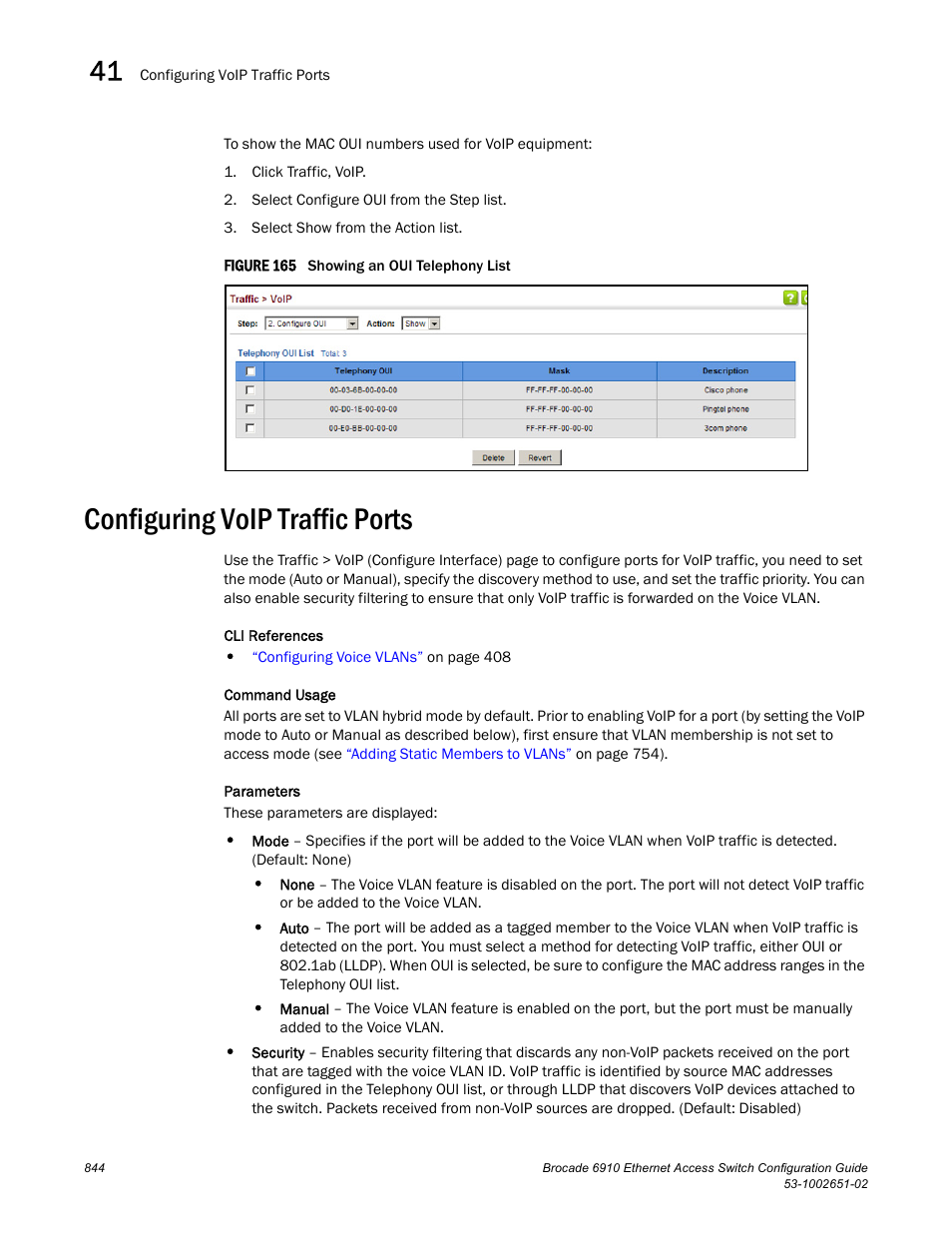 Configuring voip traffic ports, Figure 165 s, Port settings | Brocade 6910 Ethernet Access Switch Configuration Guide (Supporting R2.2.0.0) User Manual | Page 900 / 1240